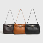 Women's Minimalist Microfiber Crossbody Strap Shoulder Bag In Silver Lock Hardware