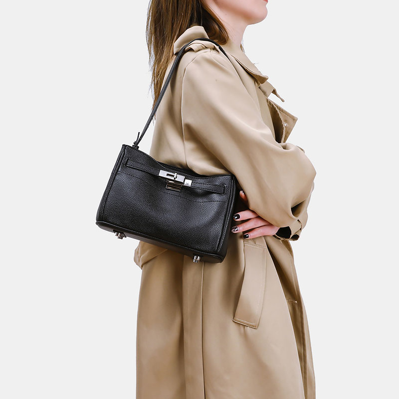 Women's Minimalist Microfiber Crossbody Strap Shoulder Bag In Silver Lock Hardware