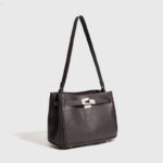 Women's Minimalist Microfiber Crossbody Strap Shoulder Bag In Silver Lock Hardware
