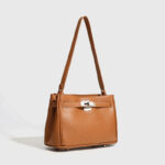 Women's Minimalist Microfiber Crossbody Strap Shoulder Bag In Silver Lock Hardware