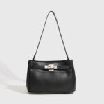 Women's Minimalist Microfiber Crossbody Strap Shoulder Bag In Silver Lock Hardware