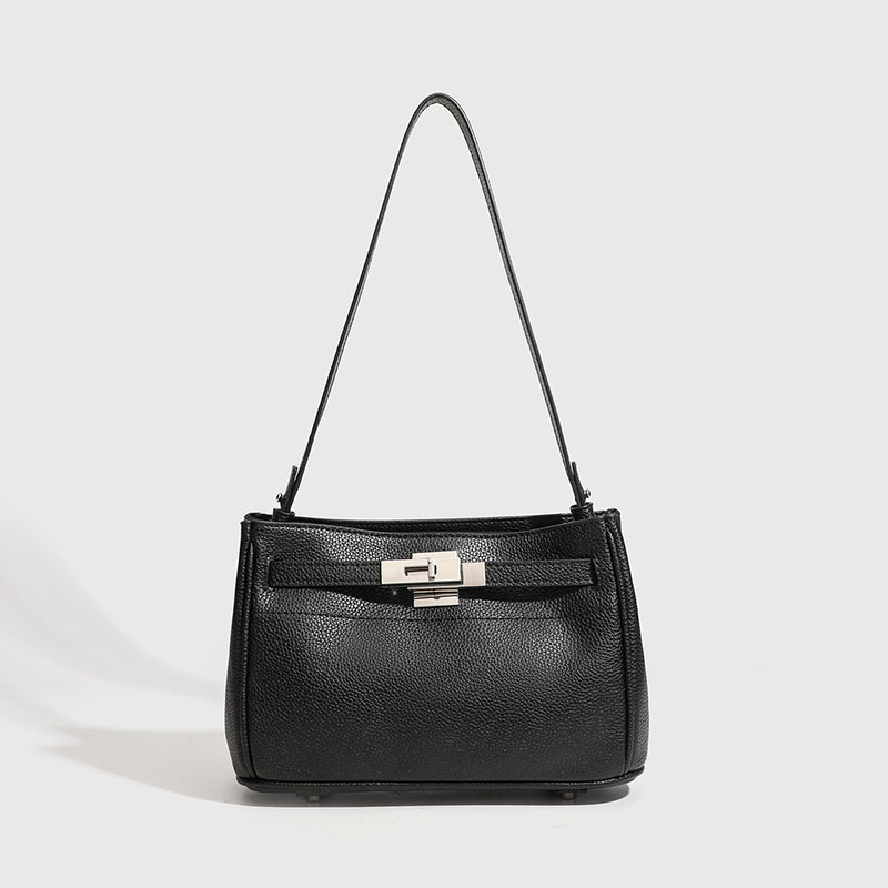 Women's Minimalist Microfiber Crossbody Strap Shoulder Bag In Silver Lock Hardware