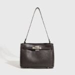 Women's Minimalist Microfiber Crossbody Strap Shoulder Bag In Silver Lock Hardware