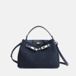 Sac à main Minimalist Suede Leather Crossbody Strap Shoulder Handbag In Silver Lock Hardware