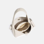 Women's Minimalist Top-Grain Leather Buckle Crossbody Shoulder Bucket Bag