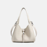 Women's Minimalist Top-Grain Leather Buckle Crossbody Shoulder Bucket Bag