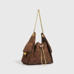 Damen Stepptasche aus Wildleder Kette Schulter Tasche In Gold Hardware
