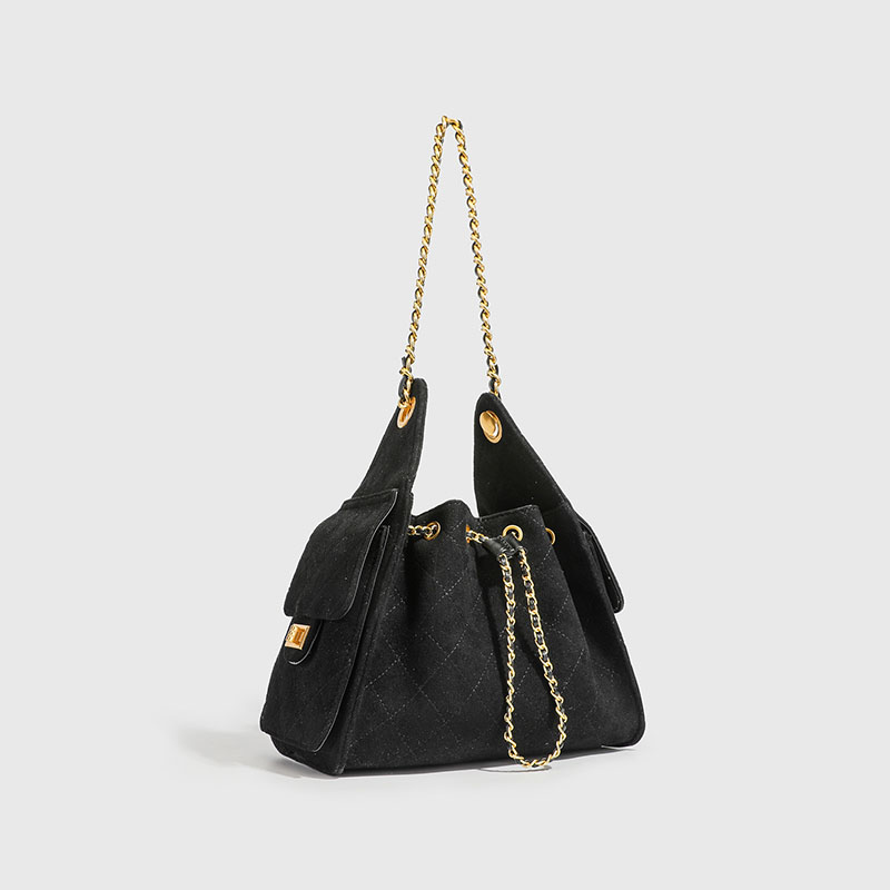 Damen Stepptasche aus Wildleder Kette Schulter Tasche In Gold Hardware