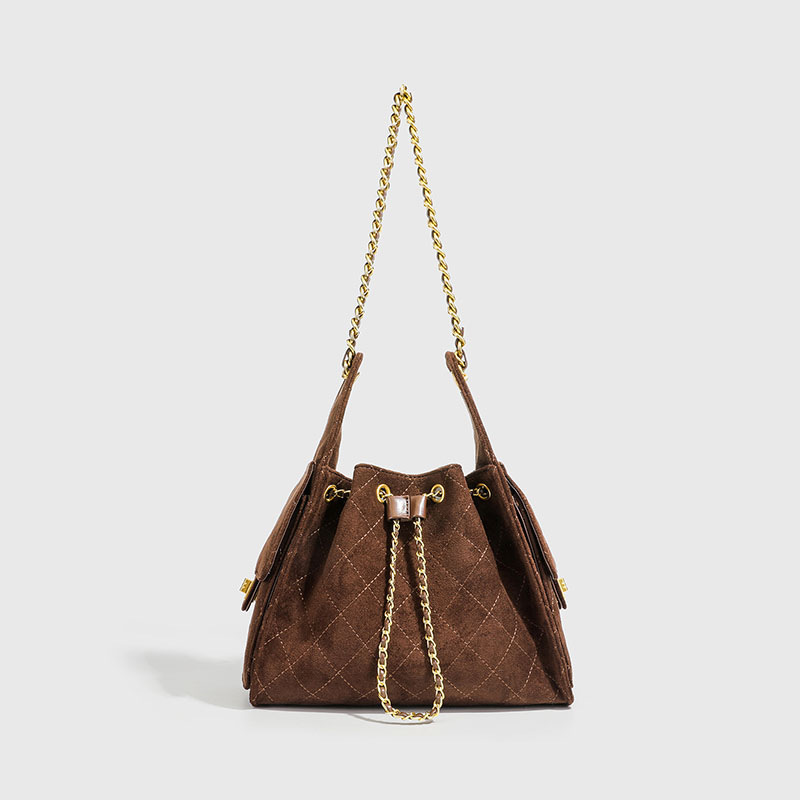 Damen Stepptasche aus Wildleder Kette Schulter Tasche In Gold Hardware