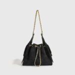 Women's Quilted Suede Chain Shoulder Hobo Bag In Gold Hardware