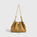 Damen Stepptasche aus Wildleder Kette Schulter Tasche In Gold Hardware