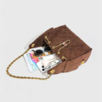 Women's Quilted Suede Chain Shoulder Hobo Bag In Gold Hardware