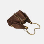 Women's Quilted Suede Chain Shoulder Hobo Bag In Gold Hardware