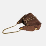 Women's Quilted Suede Chain Shoulder Hobo Bag In Gold Hardware