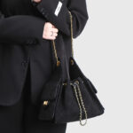 Women's Quilted Suede Chain Shoulder Hobo Bag In Gold Hardware