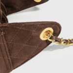 Women's Quilted Suede Chain Shoulder Hobo Bag In Gold Hardware