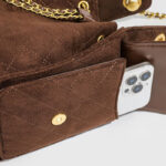 Women's Quilted Suede Chain Shoulder Hobo Bag In Gold Hardware