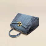 Women's Vintage Crocodile-Embossed Split Leather Shoulder Strap Top Handle Bag In Gold Hardware