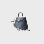 Sac à main vintage à bandoulière en cuir fendu gaufré au crocodile et à la quincaillerie dorée pour femmes