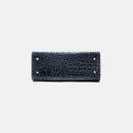 Sac à main vintage à bandoulière en cuir fendu gaufré au crocodile et à la quincaillerie dorée pour femmes