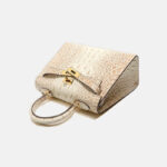 Sac à main vintage à bandoulière en cuir fendu gaufré au crocodile et à la quincaillerie dorée pour femmes