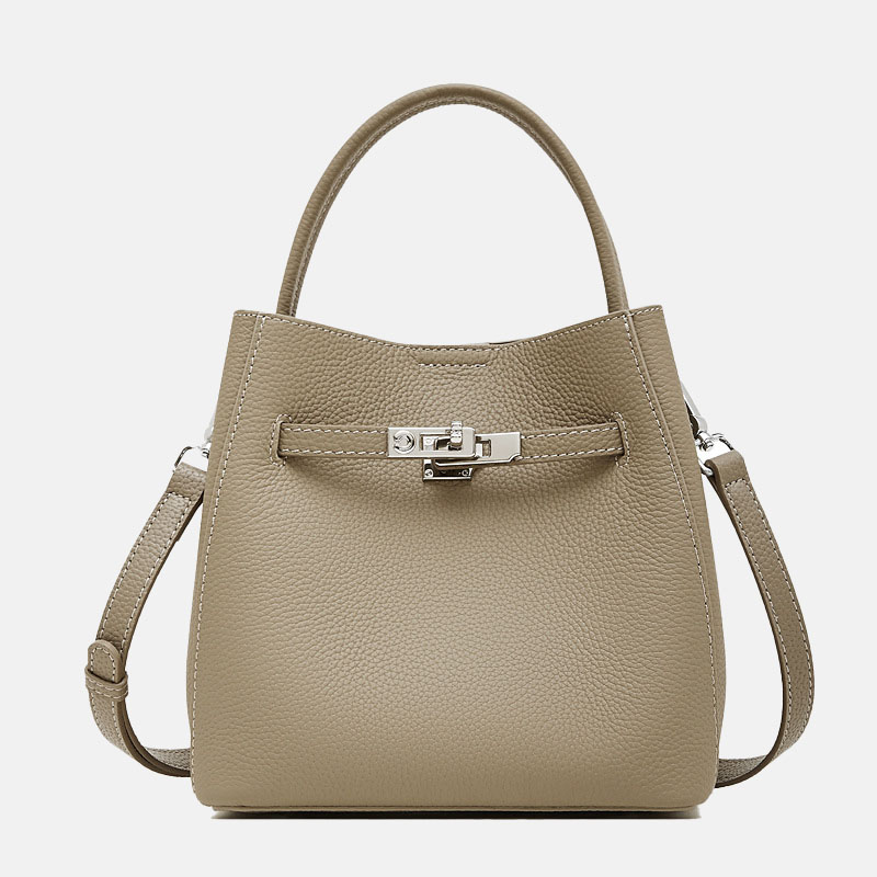 Sac à main vintage en cuir pleine fleur avec fermeture à boucle pour les femmes