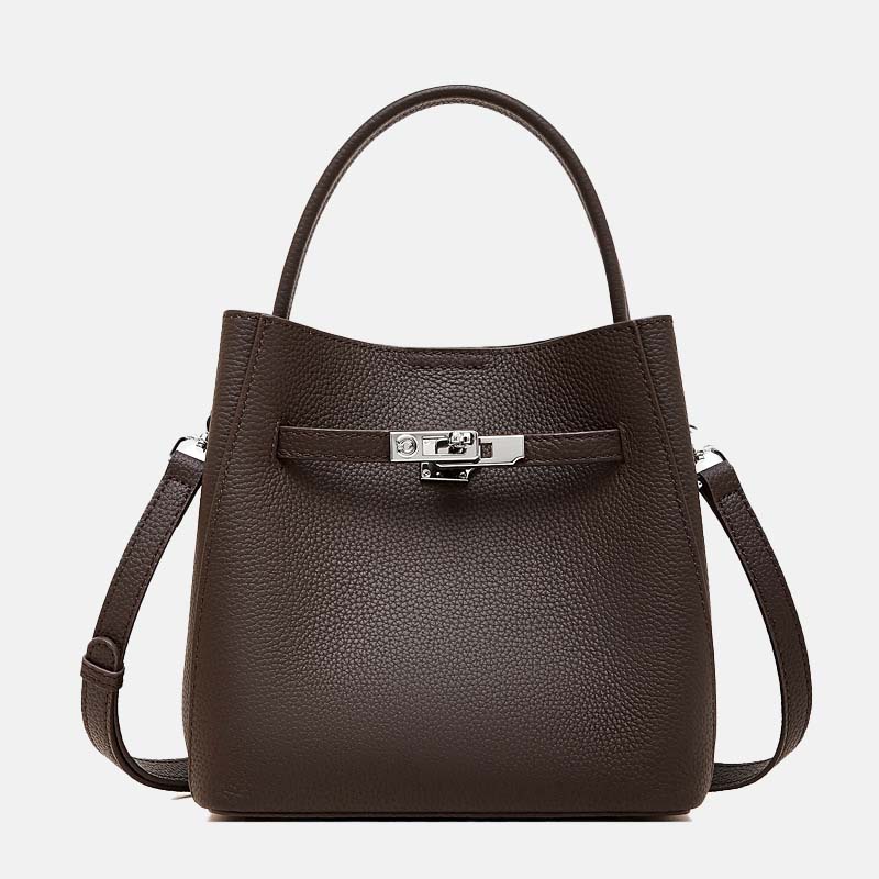 Sac à main vintage en cuir pleine fleur avec fermeture à boucle pour les femmes