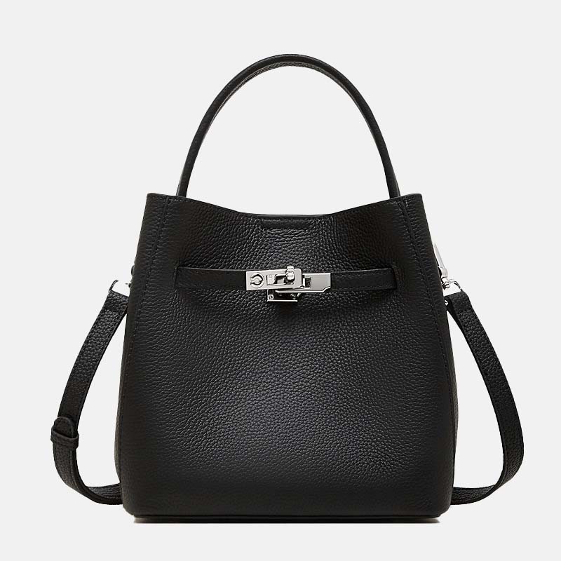 Sac à main vintage en cuir pleine fleur avec fermeture à boucle pour les femmes
