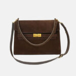 Women's Vintage Genuine Leather Shoulder Handbag In Gold Hardware