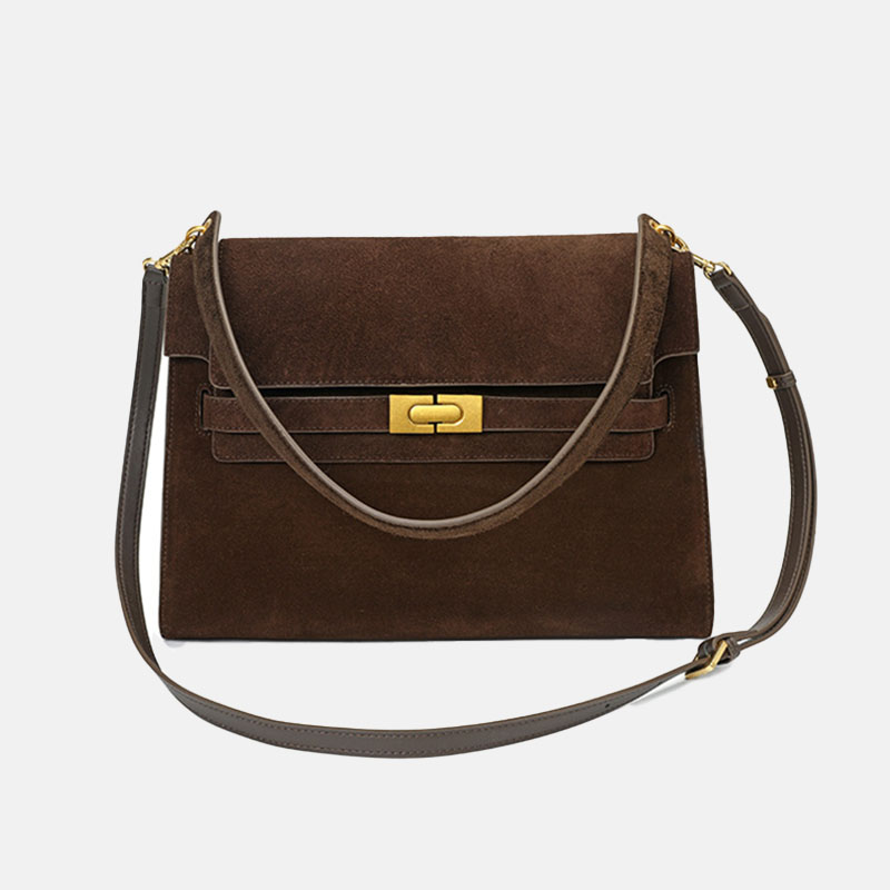 Women's Vintage Genuine Leather Shoulder Handbag In Gold Hardware