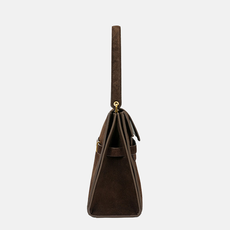 Women's Vintage Genuine Leather Shoulder Handbag In Gold Hardware