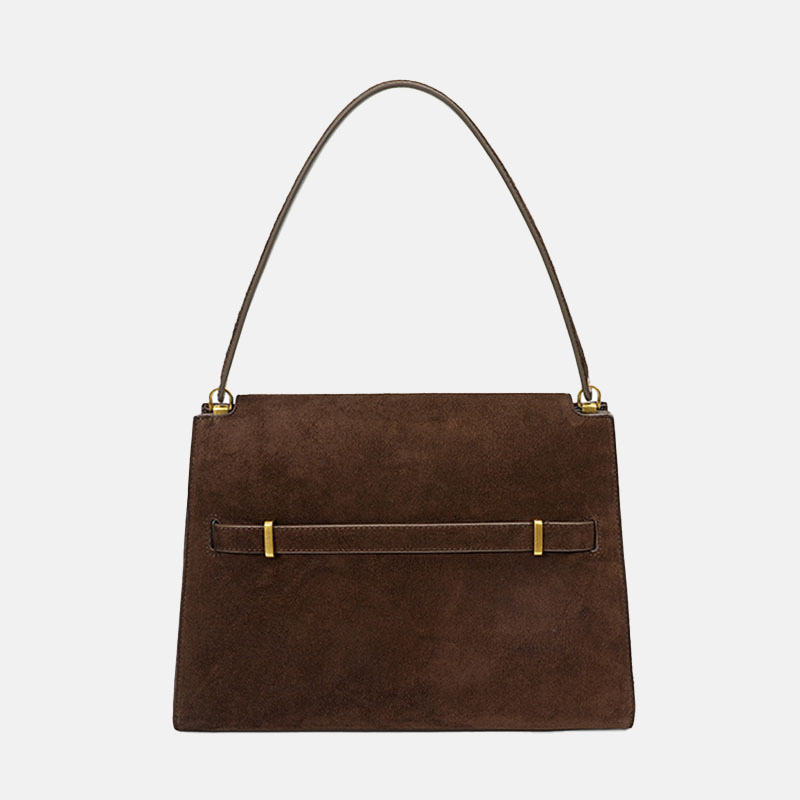 Women's Vintage Genuine Leather Shoulder Handbag In Gold Hardware