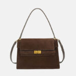 Women's Vintage Genuine Leather Shoulder Handbag In Gold Hardware