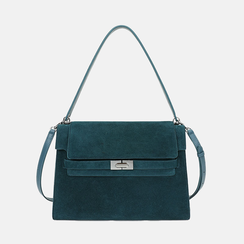 Women's Vintage Genuine Leather Shoulder Handbag In Gold Hardware