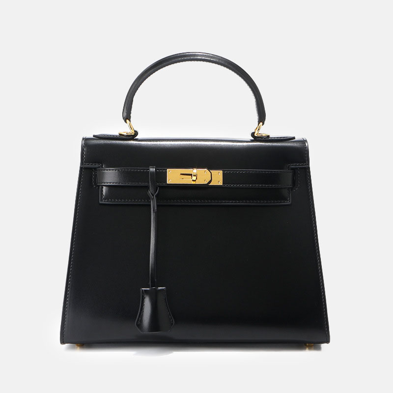 Women's Vintage Glossy Split Leather Shoulder Strap Top Handle Bag In Gold Hardware