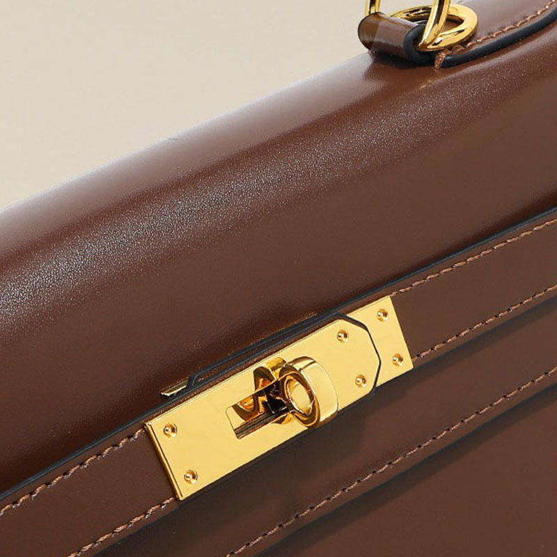 Women's Vintage Glossy Split Leather Shoulder Strap Top Handle Bag In Gold Hardware