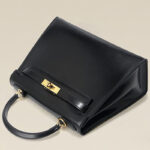 Women's Vintage Glossy Split Leather Shoulder Strap Top Handle Bag In Gold Hardware