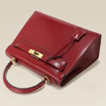 Women's Vintage Glossy Split Leather Shoulder Strap Top Handle Bag In Gold Hardware