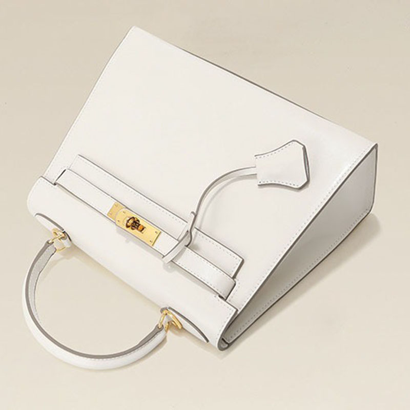 Women's Vintage Glossy Split Leather Shoulder Strap Top Handle Bag In Gold Hardware