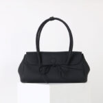 Sac à bandoulière vintage en cuir gaufré avec nœud pour les femmes