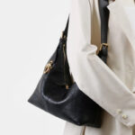 Sac à main vintage en cuir matelassé de grain supérieur avec fermeture à glissière en or pour femmes