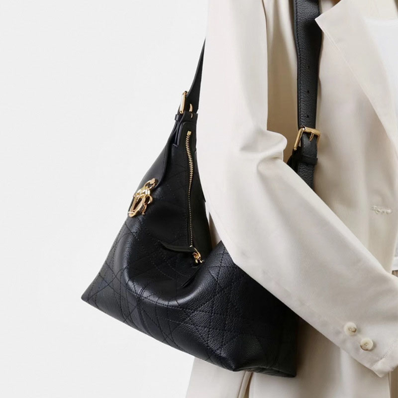 Sac à main vintage en cuir matelassé de grain supérieur avec fermeture à glissière en or pour femmes