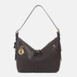 Sac à main vintage en cuir matelassé de grain supérieur avec fermeture à glissière en or pour femmes