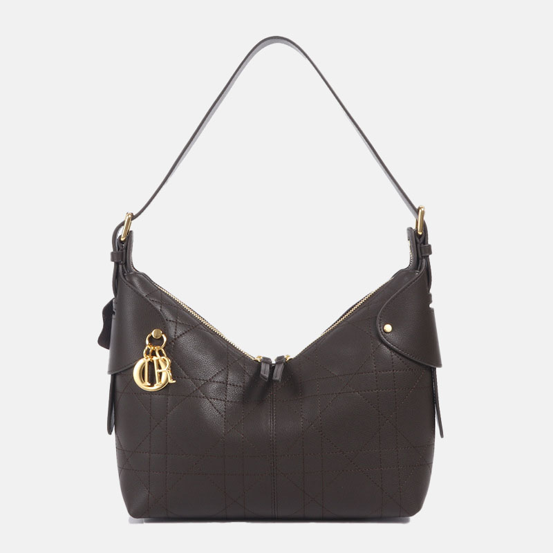 Sac à main vintage en cuir matelassé de grain supérieur avec fermeture à glissière en or pour femmes