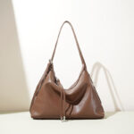 Sac à main vintage en cuir véritable avec fermeture éclair pour femmes