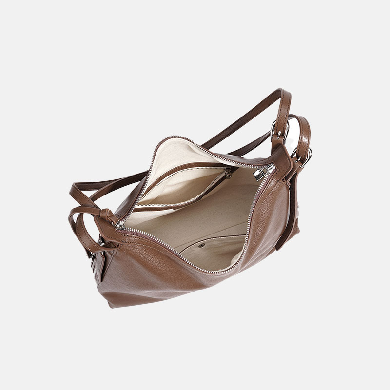 Sac à main vintage en cuir véritable avec fermeture éclair pour femmes