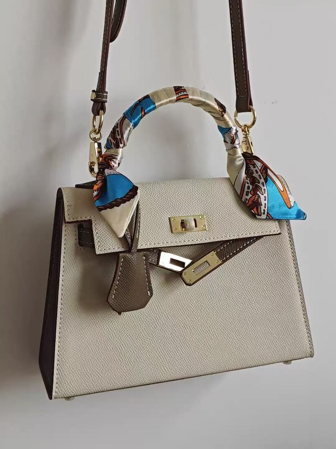 Women's Mini Epsom Split Leather Two-Tone Top Handle Bag in Gold Hardware photo review