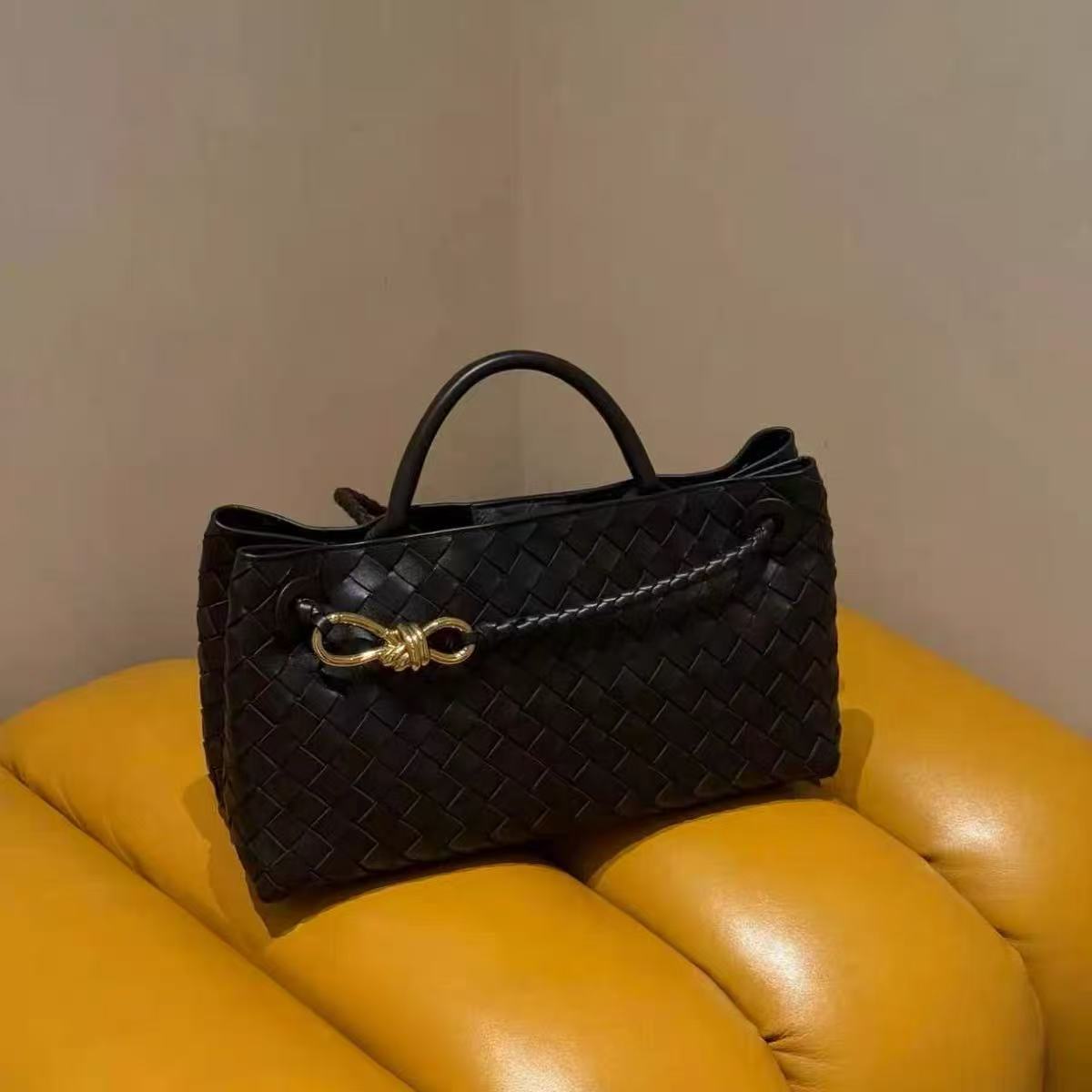 Women's Woven Leather Bow Rope Crossbody Shoulder Handbag photo review