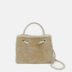 Femmes Vintage Lambswool Plush Metal Bow Shoulder Crossbody Handbag