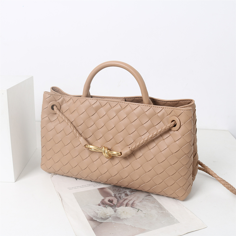 Women's Woven Leather Bow Rope Crossbody Shoulder Handbag